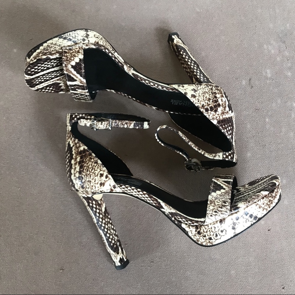 Michael Kors MARGOT PLATFORM SANDAL Embossed Leather Snake Print | 6